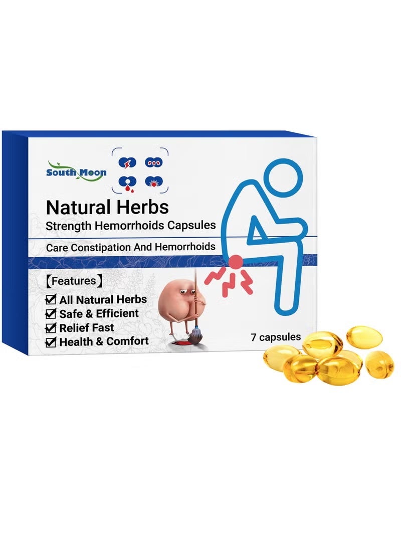 SOUTH MOON Natural Herbal Strength Hemorrhoids Capsules | Herbal Essence for Gentle Relief of Hemorrhoids and Constipation | 7 Capsules, Portable Care - Image 1